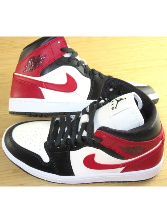 Wmns Air Jordan 1 Mid (Sail/Gym Red-Off Noir-White) – Corporate Women\'s Air Jordan 1 Mid Sail Off Noir White Gym Red Leather Shoes Sizes NIB